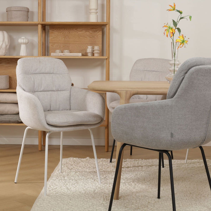 Nolon Nora-Mia Eetkamerstoel Beige - met Armleuning - Wit