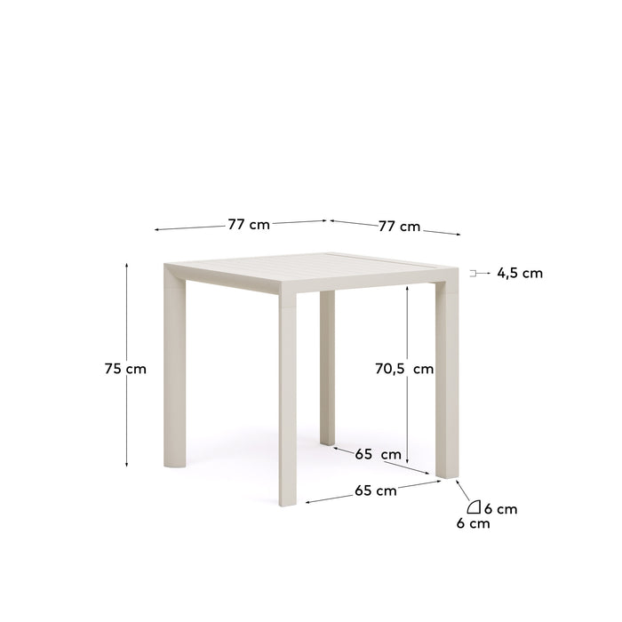 Kave Home - Culip buitentafel in aluminium met witte afwerking 77 x 77
