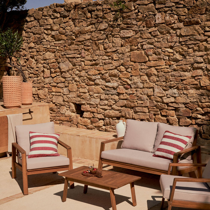 Kave Home - Set Frares van 2-zitsbank, 2 fauteuils en salontafel in