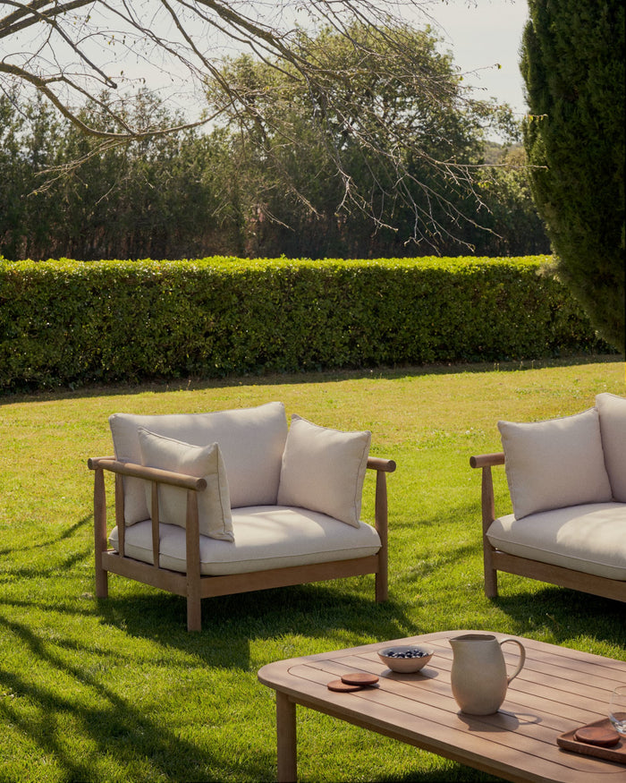 Kave Home - Massief eucalyptushouten fauteuil Sacova