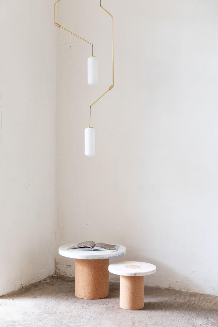 Frama Sintra bijzettafel Ø39 kurk|Estremoz marmer wit