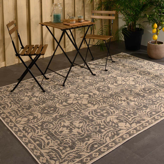Boho&me Buitenkleed Sunny Oriental - beige|zwart - 80x150 cm