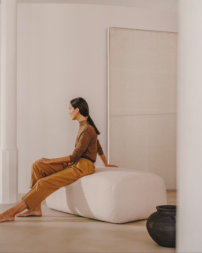 Kave Home - Wit Maha-schilderij met horizontale lijn 110 x 220 cm