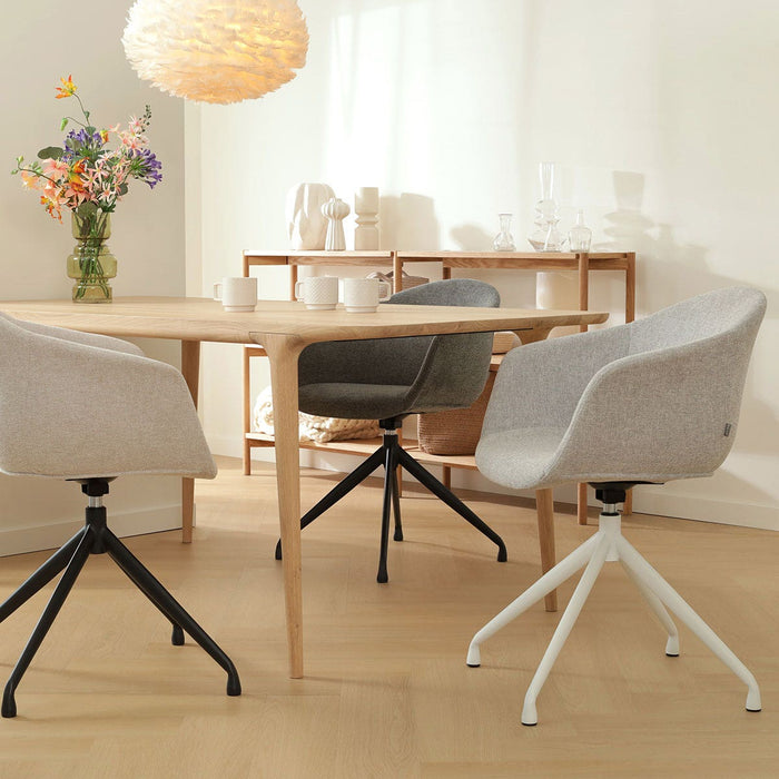 Nolon Nola-Otis Eetkamerstoel Lichtgrijs - Draaibaar Zwart Onderstel