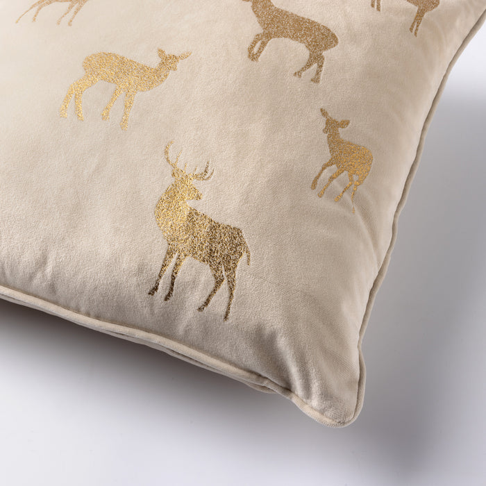 Deer - Kerst kussenhoezen - 45x45 cm, wit