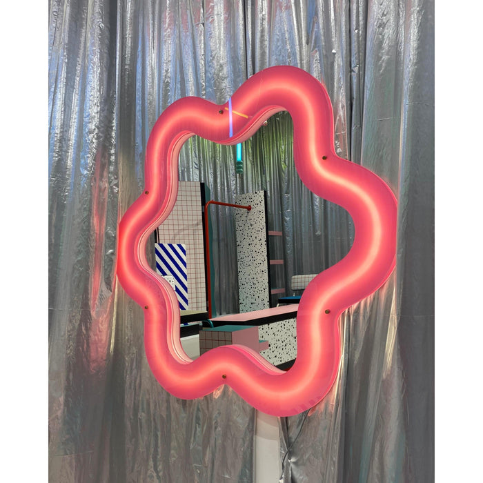 Seletti Supercurve Flower spiegel met verlichting 119x108 roze