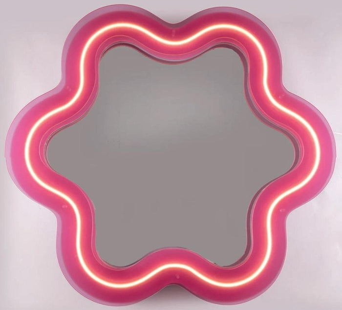 Seletti Supercurve Flower spiegel met verlichting 119x108 roze