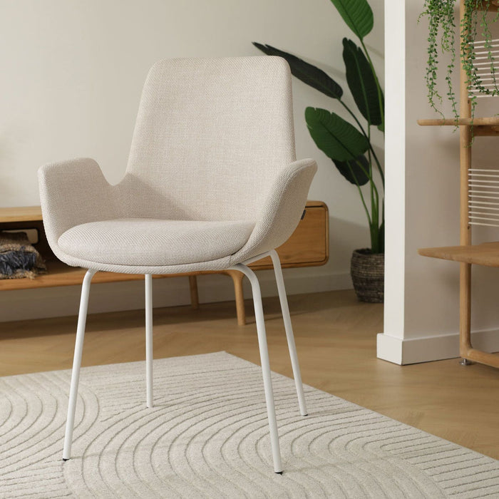 Nolon Nora-Eef Eetkamerstoel Beige - met Armleuning - Wit