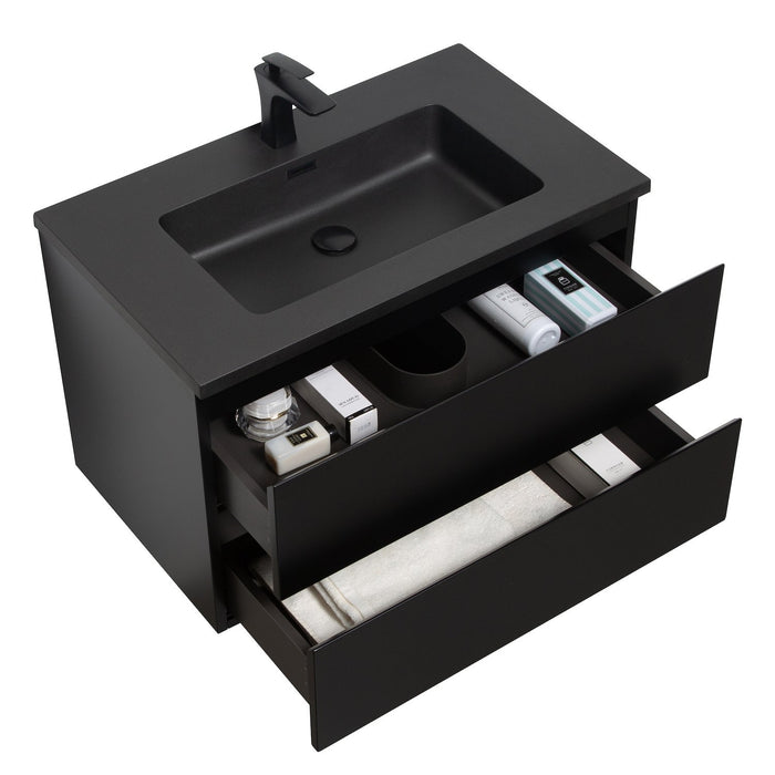 Badplaats Badkamermeubel Set Angela 80cm - Mat Zwart - Zwart