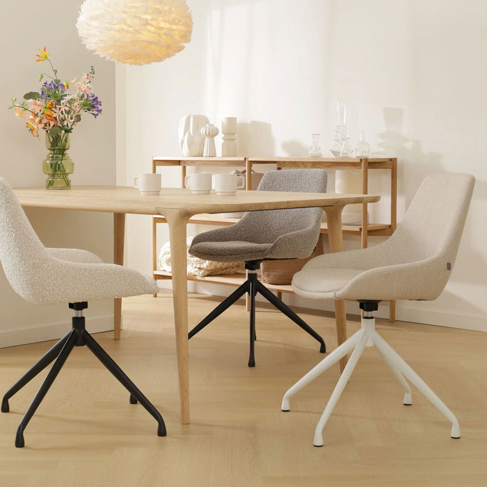 Nolon Nola-Isa Eetkamerstoel Beige - Draaibaar Zwart Onderstel