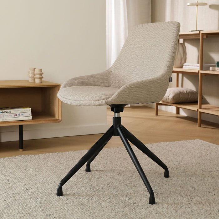 Nolon Nola-Isa Eetkamerstoel Beige - Draaibaar Zwart Onderstel