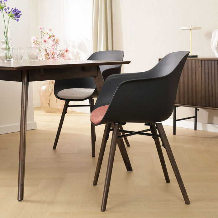 Nolon Nena-Liz Eetkamerstoel Zwart - Terracotta Kussen - Walnoot