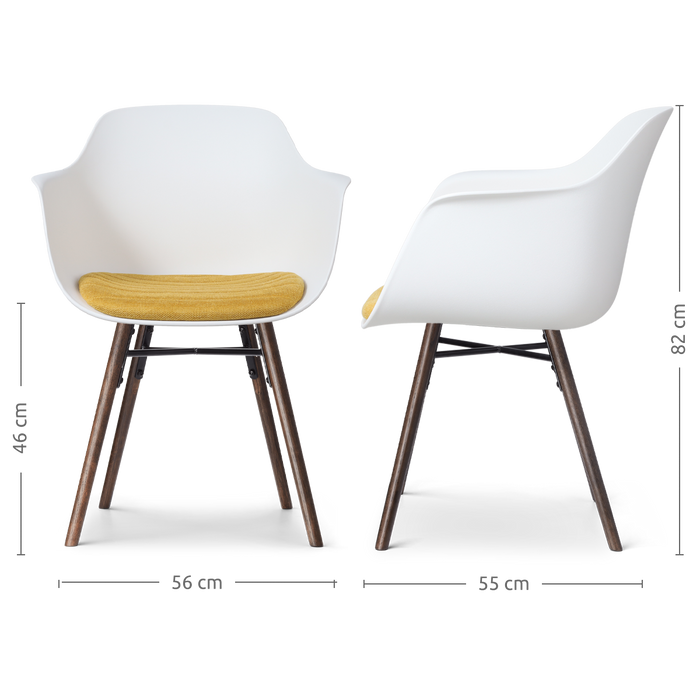 Nolon Nena-Liz Eetkamerstoel Wit - Okergeel Kussen - Walnoot