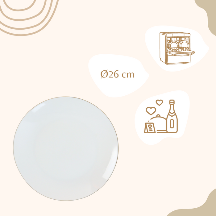 OTIX Dinerborden Borden Set van 6 Stuks 26cm Wit met Gouden rand Po...