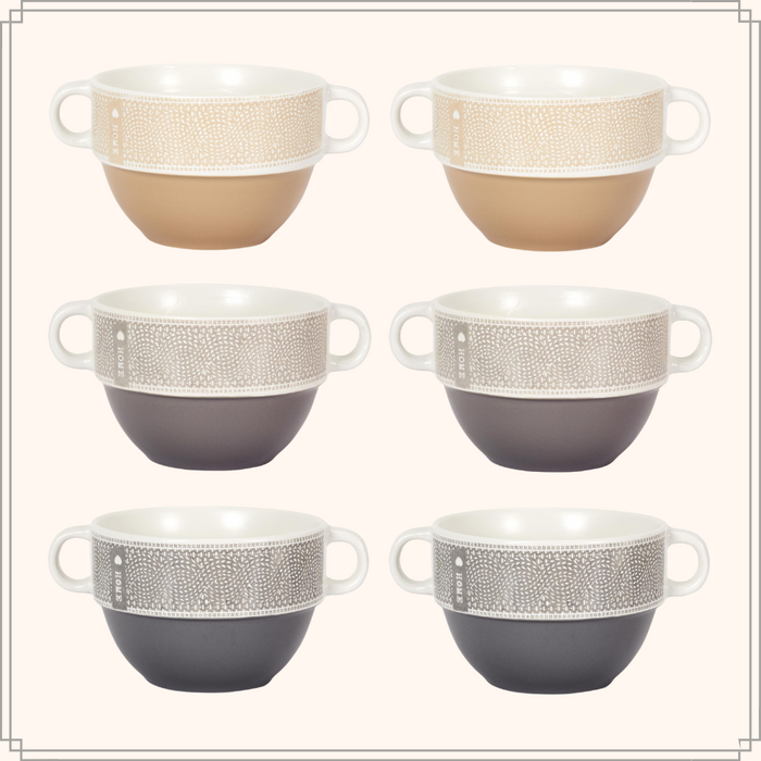 OTIX Soepkommen met Oor Set van 6 Stuks Soeptassen 500 ml Diverse k...