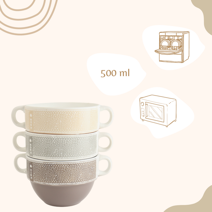 OTIX Soepkommen met Oor Set van 6 Stuks Soeptassen 500 ml Diverse k...