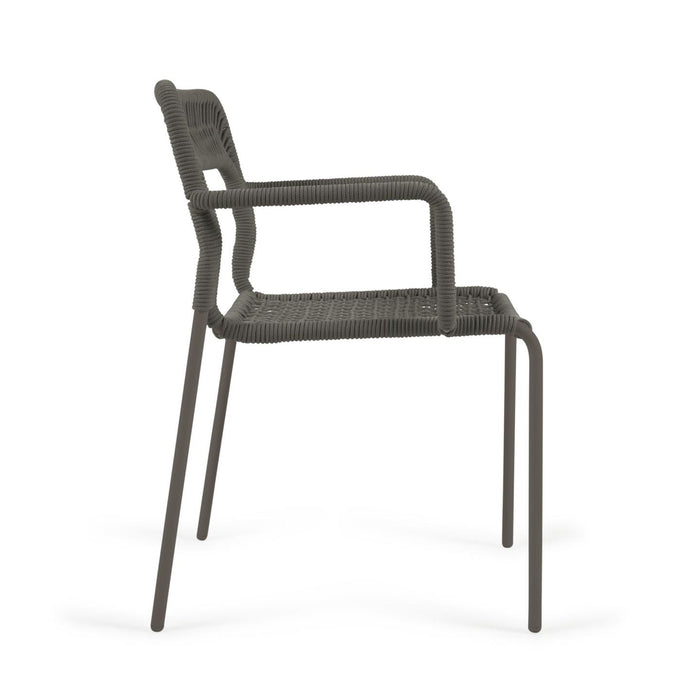 Kave Home - Cailin stoel in groen koord met gegalvaniseerde stalen