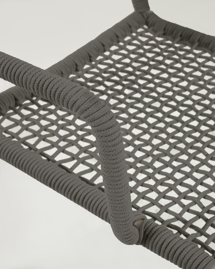 Kave Home - Cailin stoel in groen koord met gegalvaniseerde stalen