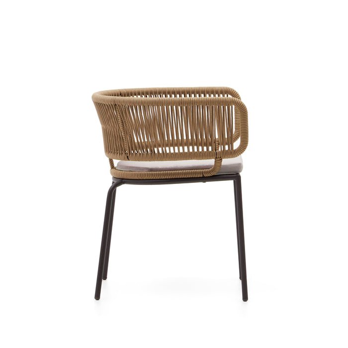 Kave Home - Nadin stoel in beige koord met gegalvaniseerde stalen