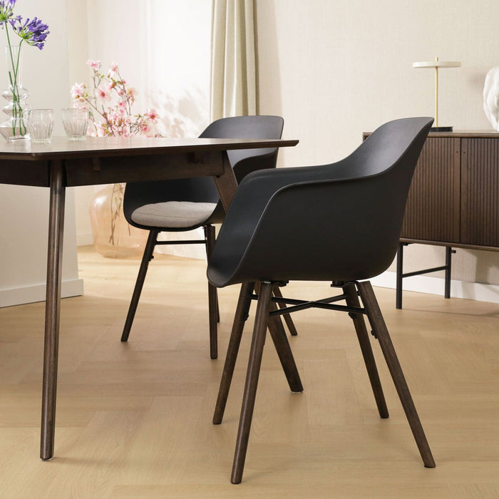 Nolon Nena-Puk Eetkamerstoel Zwart - Armleuning - Walnoot Onderstel