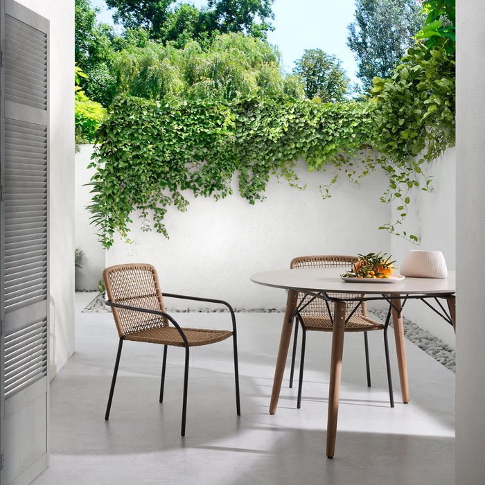 Kave Home - Ellen stoel van beige touw en gegalvaniseerd staal