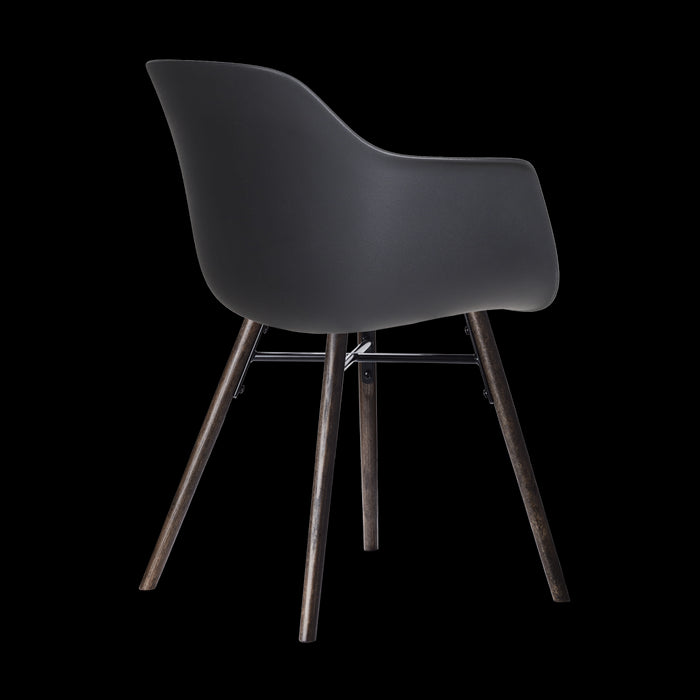 Nolon Nena-Liz Eetkamerstoel Zwart - Lichtgrijs Kussen - Walnoot