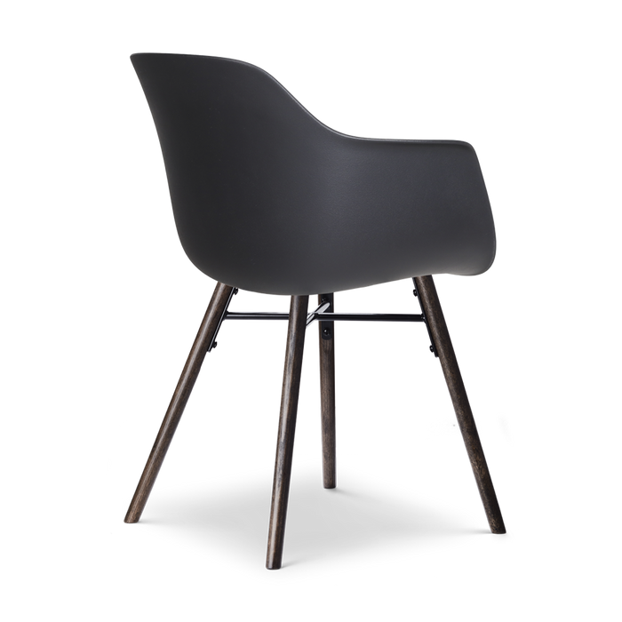 Nolon Nena-Liz Eetkamerstoel Zwart - Okergeel Kussen - Walnoot