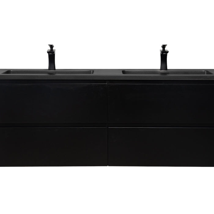 Badplaats Badkamermeubel Set Angela 140cm - Mat Zwart - Zwart