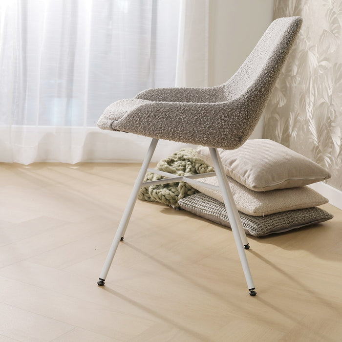 Nolon Noa-Isa Eetkamerstoel Bouclé Taupe - Stof - Wit Onderstel