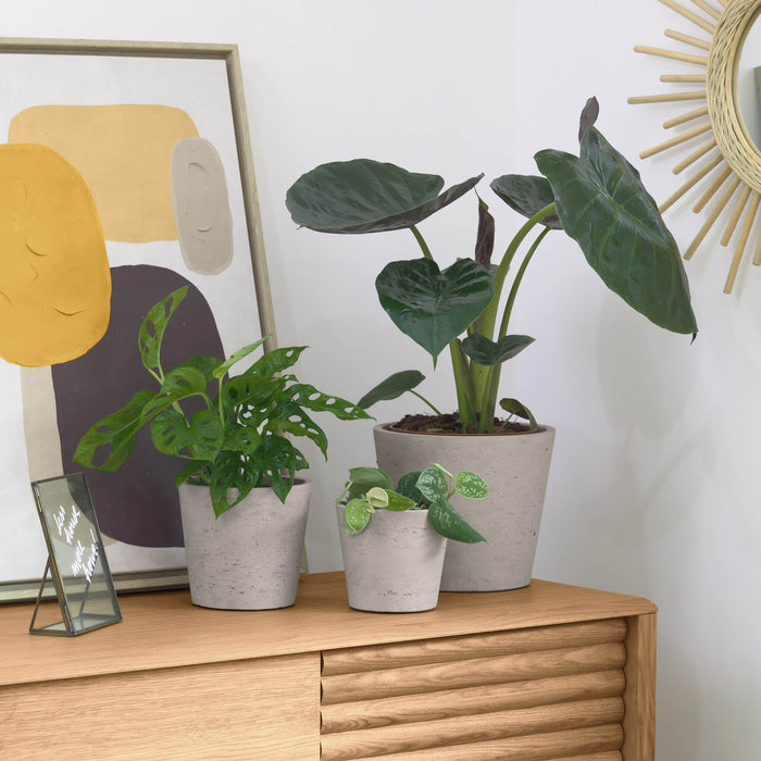 Kave Home - Low set van 3 bloempotten grijs Ø 23,5 cm | Ø 16,5 cm | Ø