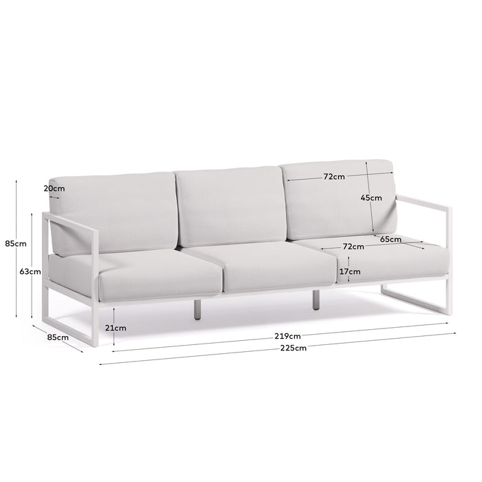 Kave Home - Comova 3-zits bank voor buiten in wit aluminium 222 cm