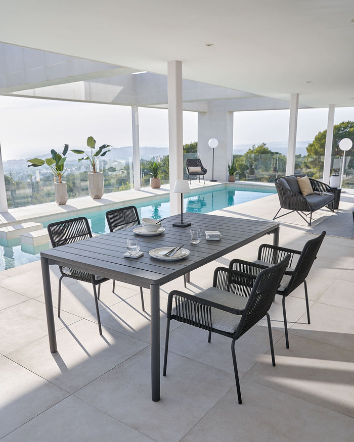 Kave Home - Branzie 3-zitsbank in zwart touw 180 cm