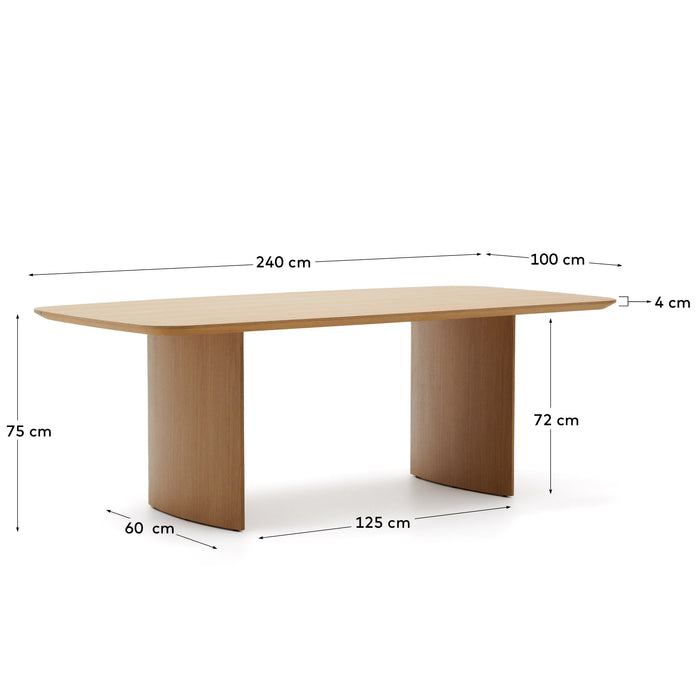 Kave Home - Litto tafel van eikenfineer 240 x 100 cm