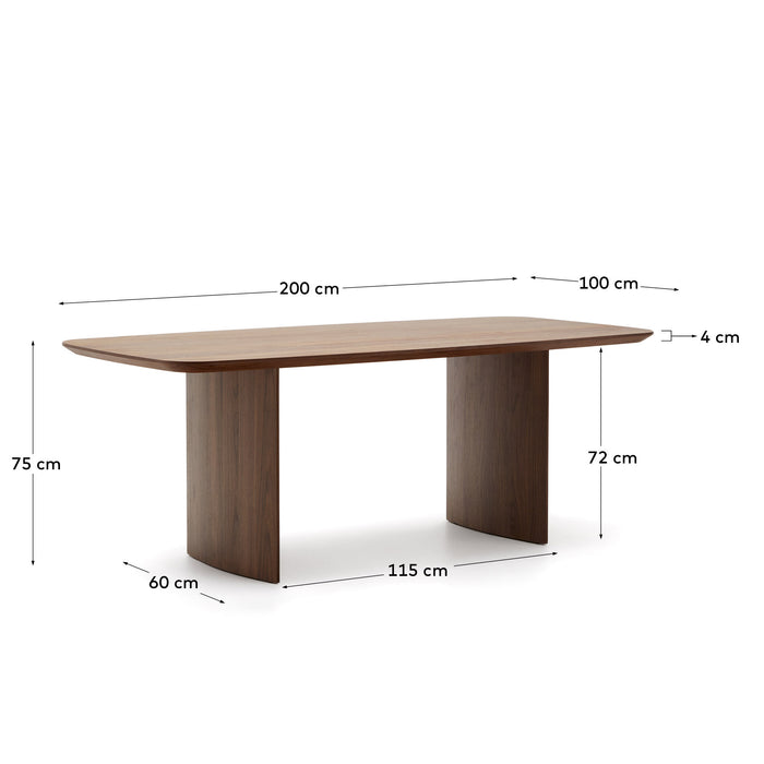 Kave Home - Litto tafel van walnootfineer 200 x 100 cm