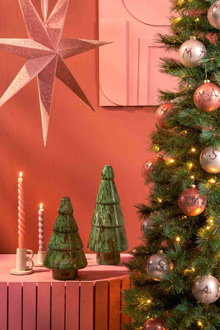 House of Seasons Kerstdecoratie Boom - H41,5 x Ø16 cm - Glas - Groen