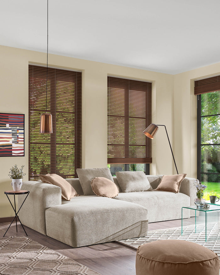 Kave Home - 4-zitsbank Blok beige met chaise longue links 330 cm