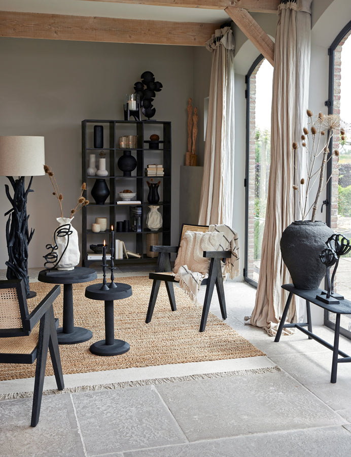 Light&living Stoel 56x53x79 cm MORAZAN hout zwart+rotan naturel