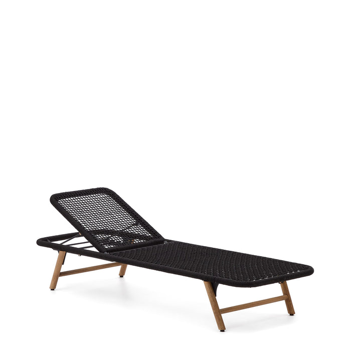 Kave Home - Ligstoel Dandara met zwart stalen frame, touw en poten van
