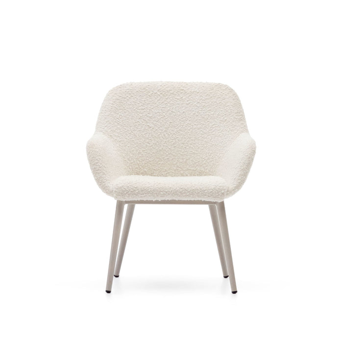 Kave Home - Konna-kinderstoel in wit bouclé en beige stalen poten