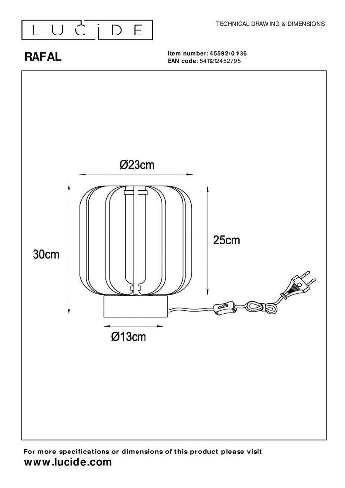 Lucide RAFAL Tafellamp - Grijs