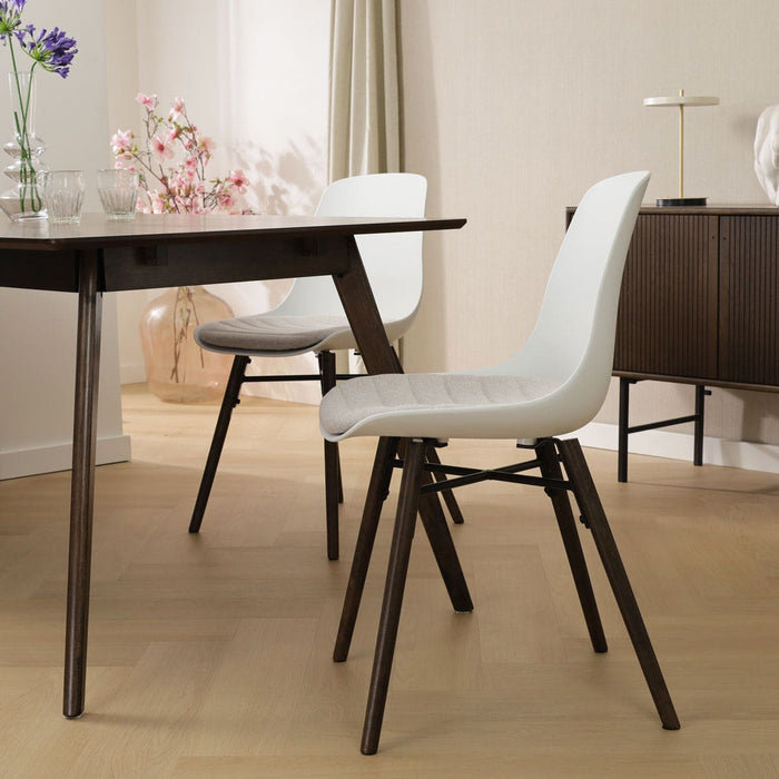 Nolon Nena-Liv Eetkamerstoel Wit - Beige Kussen - Walnoot