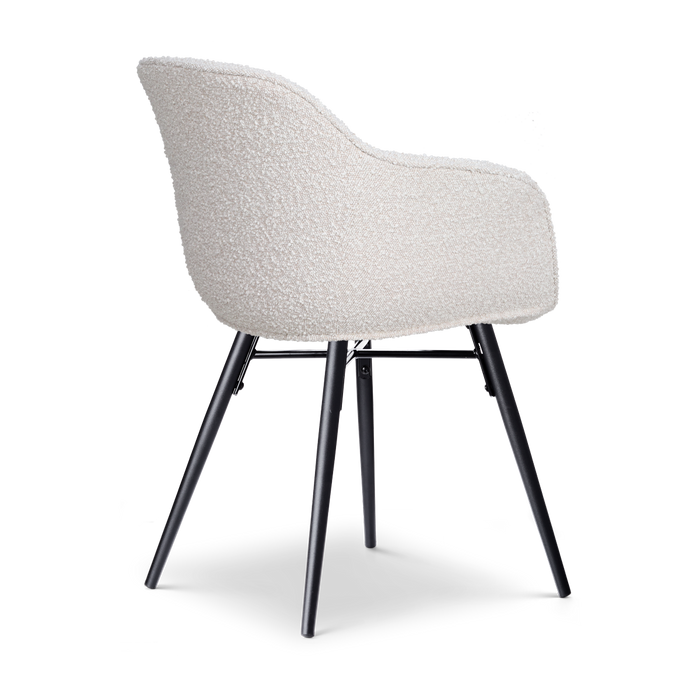 Nolon Nena-Mare Eetkamerstoel Bouclé Beige - Zwarte Houten Poten