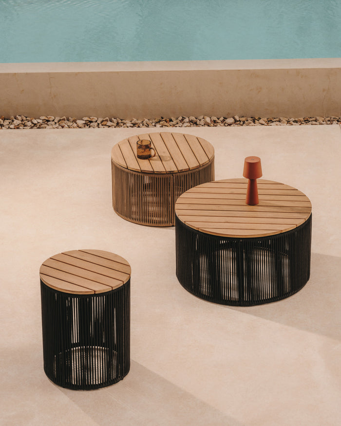 Kave Home - Salontafel Dandara van staal, zwart touw en massief