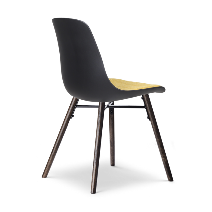 Nolon Nena-Liv Eetkamerstoel Zwart - Okergeel Kussen - Walnoot