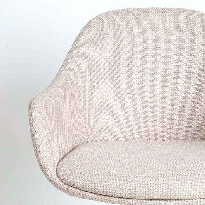 Nolon Noa-Mae Eetkamerstoel Beige - Armleuning - Witte Poten