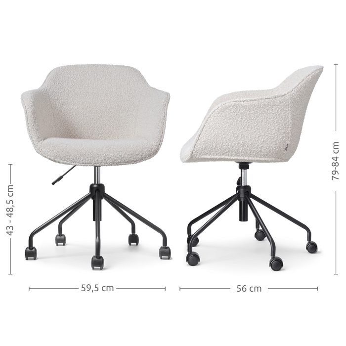 Nolon Nout-Mare Bureaustoel Bouclé Beige - Armleuning - Zwart