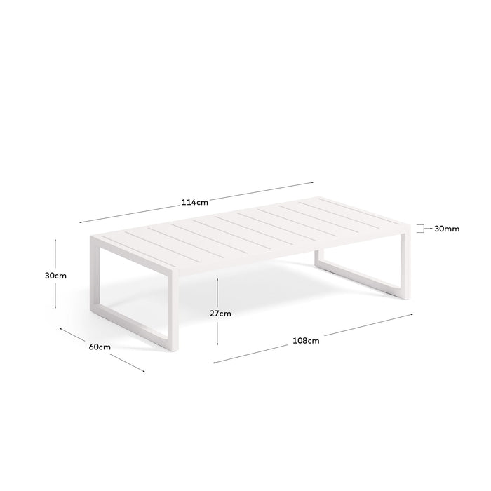 Kave Home - Comova salontafel voor buiten in wit aluminium 60 x 114 cm