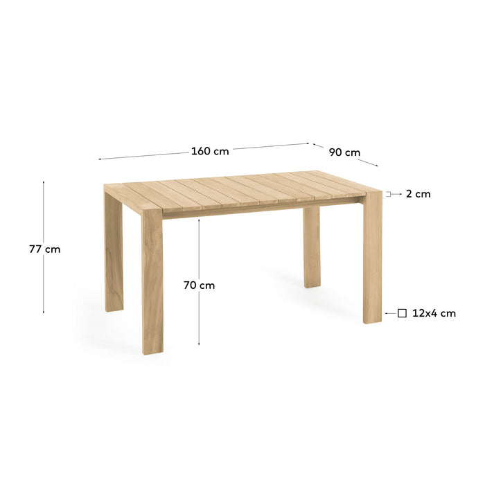 Kave Home - Victoire tuintafel in massief teakhout 160 x 90 cm
