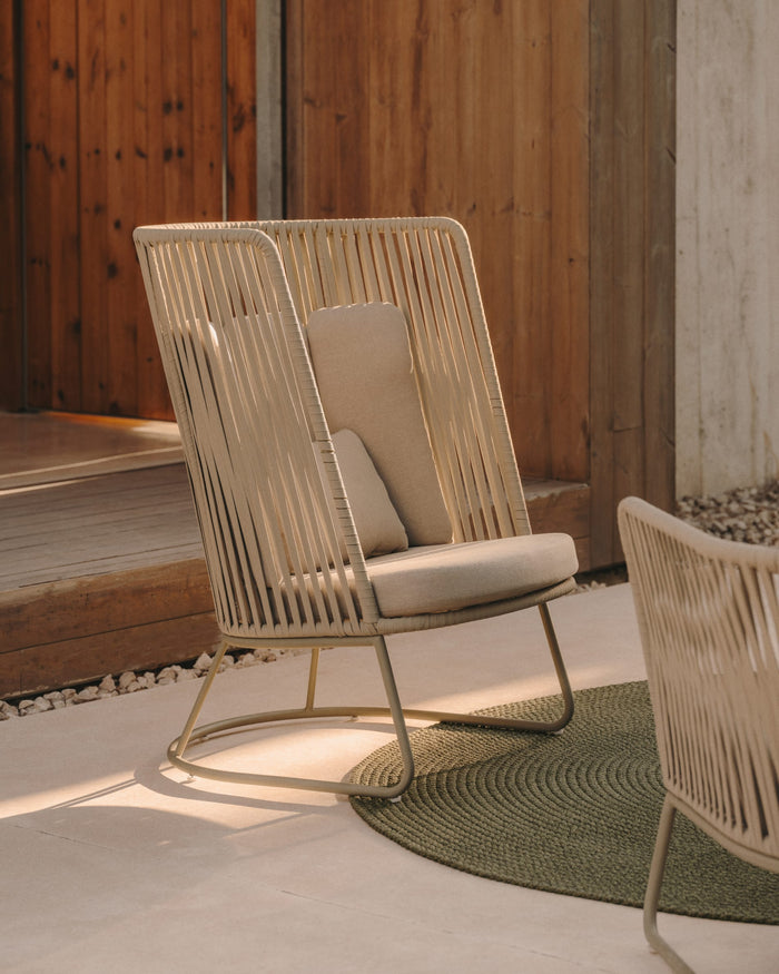 Kave Home - Outdoor-fauteuil Saconca van touw en groen gegalvaniseerd