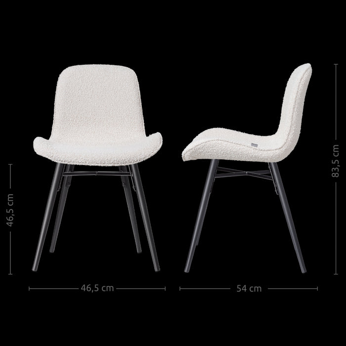 Nolon Nena-Fé Eetkamerstoel Bouclé Beige - Zwarte Houten Poten